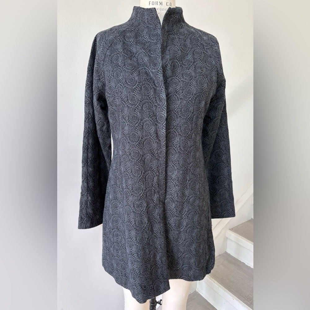 EILEEN FISHER embroidered wool gauze jacket S